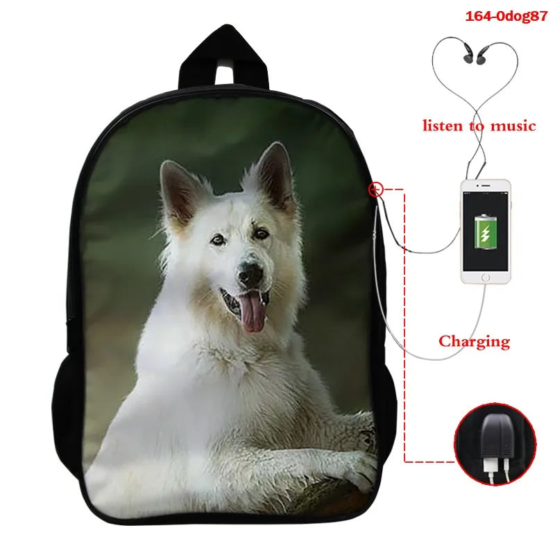 3D Animal Pug Dog Print Backpack Male Animal Backpack Travel Laptop Computer Bag
