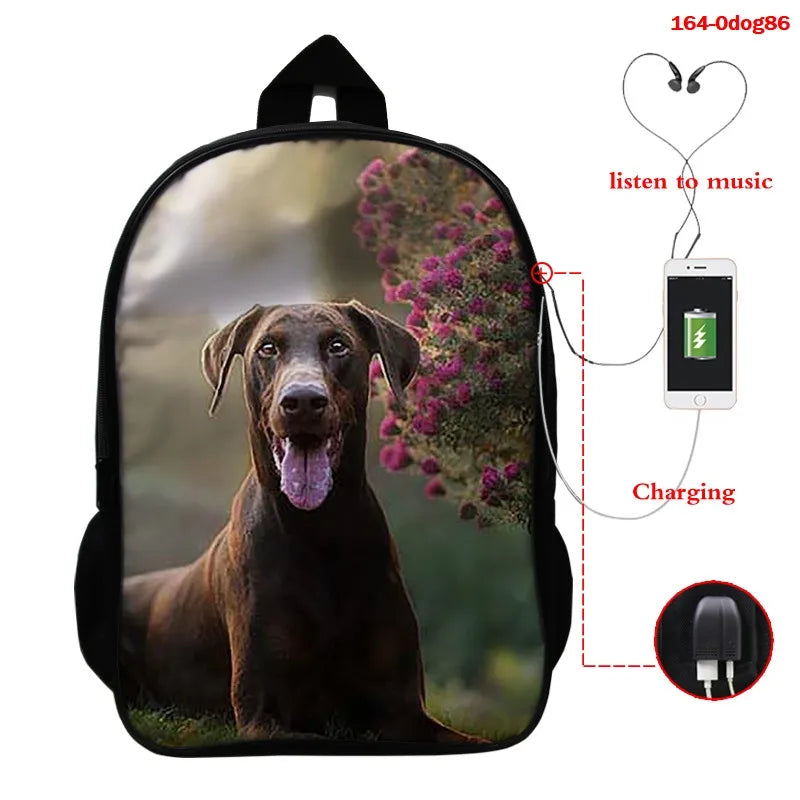 3D Animal Pug Dog Print Backpack Male Animal Backpack Travel Laptop Computer Bag