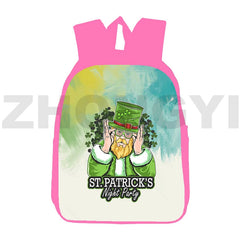3D Anime St Patrick's Backpack Pink 12 Inch School Bags Clover Back Pack