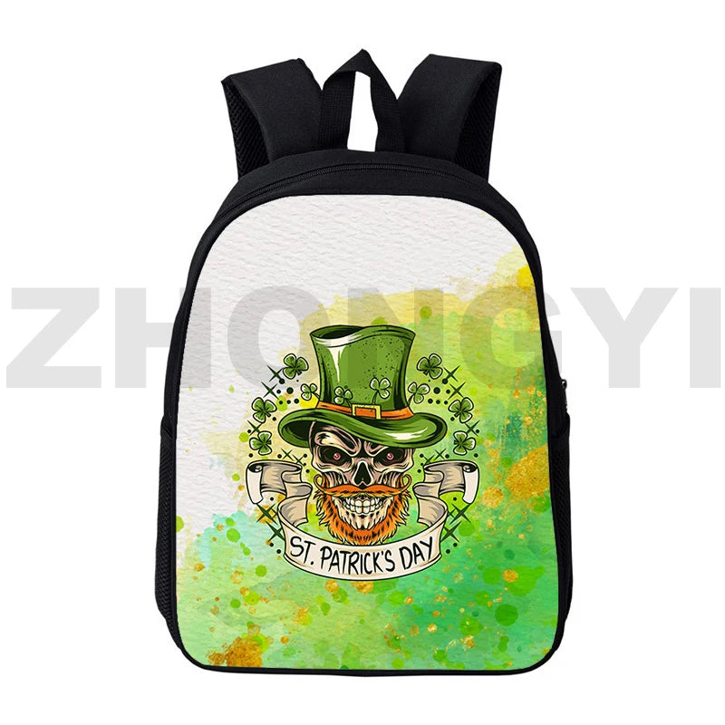 3D Anime St. Patrick's Backpacks 12 Inch Irish Clover Daily Pack Backpacks