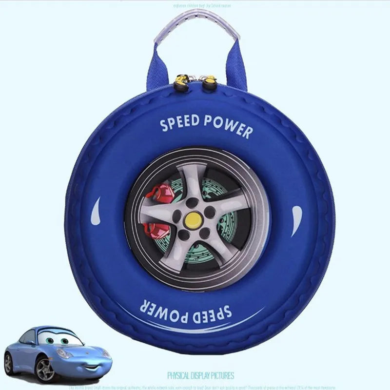 3D Car Tire School Bag Style Children's Backpack 24X24X13CM