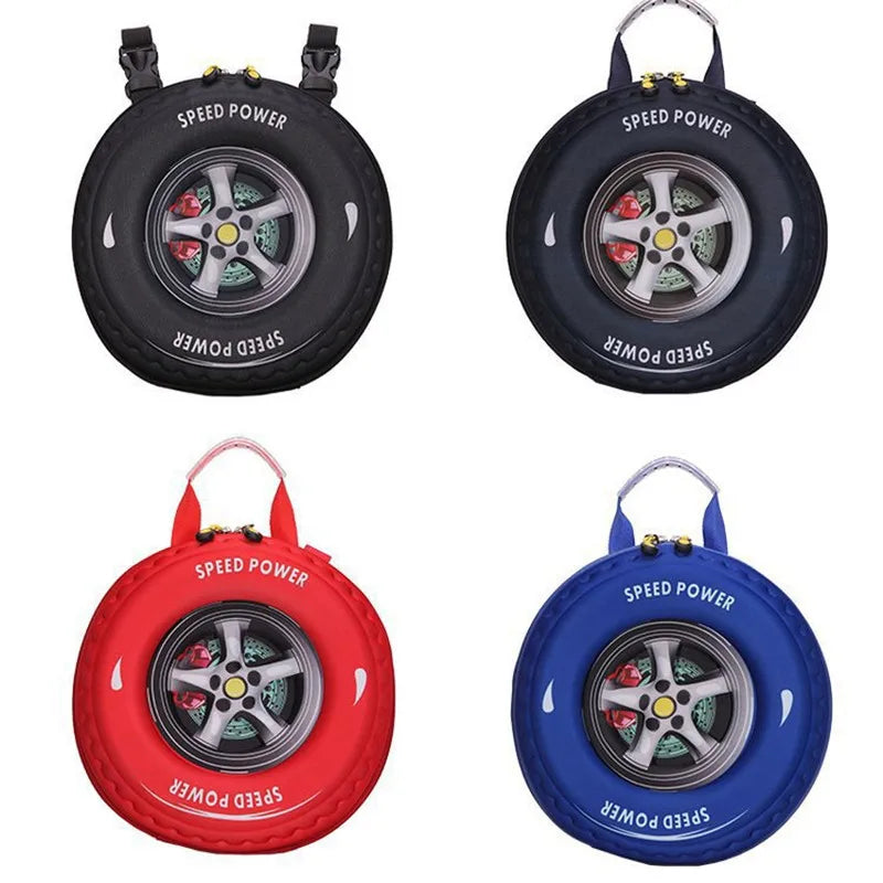 3D Car Tire School Bag Style Children's Backpack 24X24X13CM