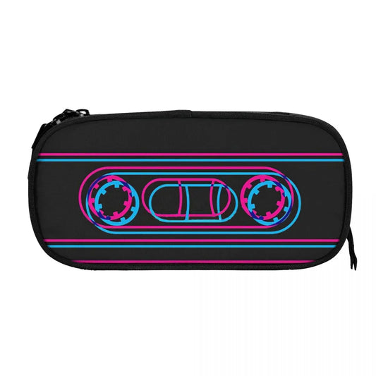 3D Cassette Pen Box Zipper Pencil Case Student School Anime Stationery Bag Gift