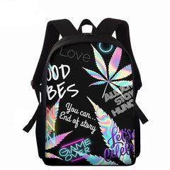 Colorful Hemp Print School Backpack - 15inch Student Book Bag