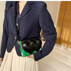 Heart Shaped Beaded Chain Purse Polka Dot Crossbody Bag
