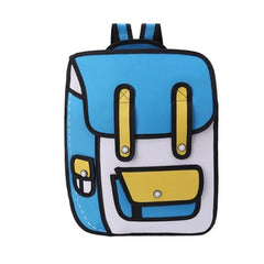 3D Jump Style 2D Drawing Paper Backpack Comic Bookbag