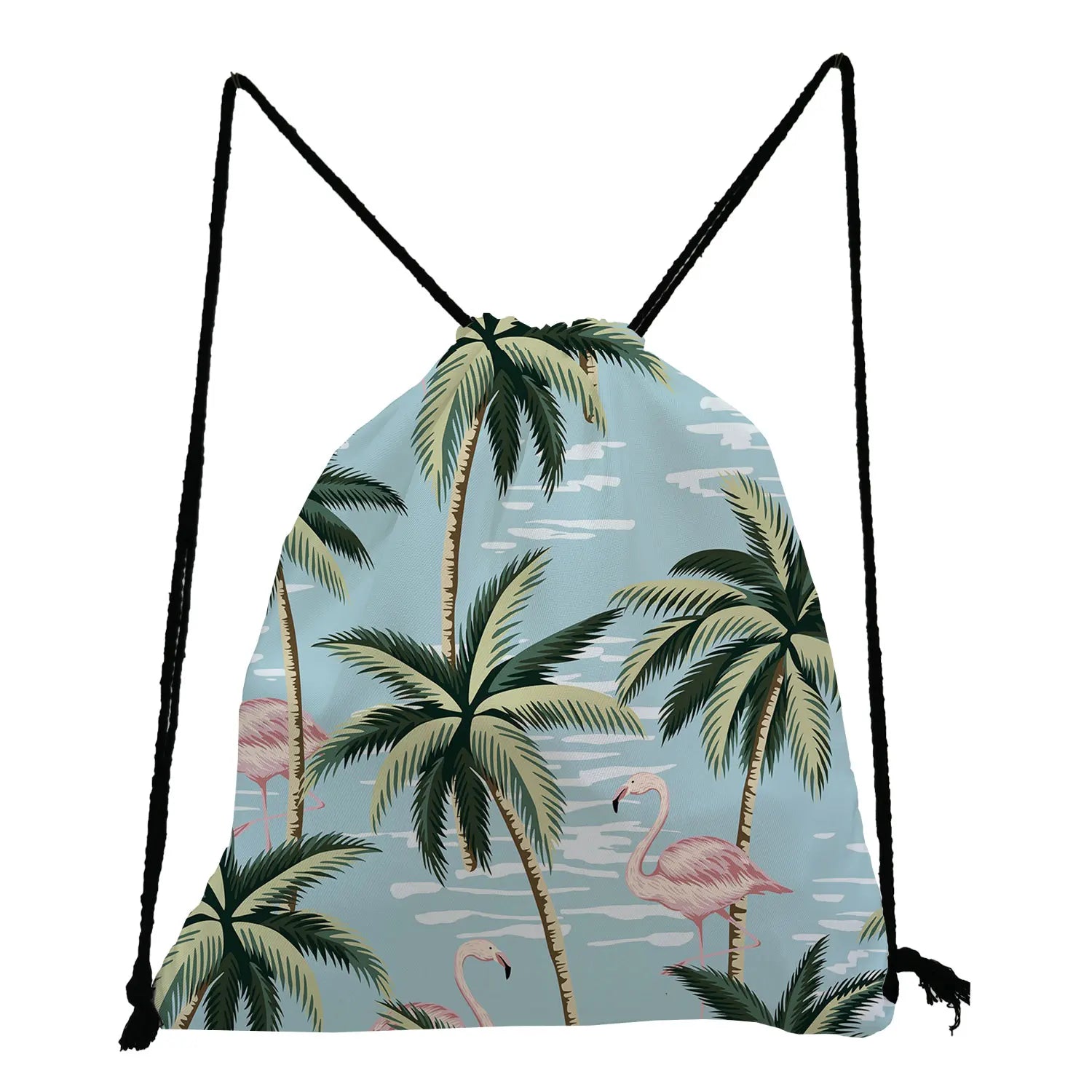 Flamingo Coconut Tree Backpack Eco Shopper Travel Fruit Pouch
