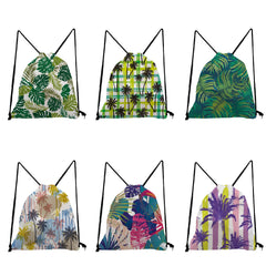 Flamingo Coconut Tree Backpack Eco Shopper Travel Fruit Pouch