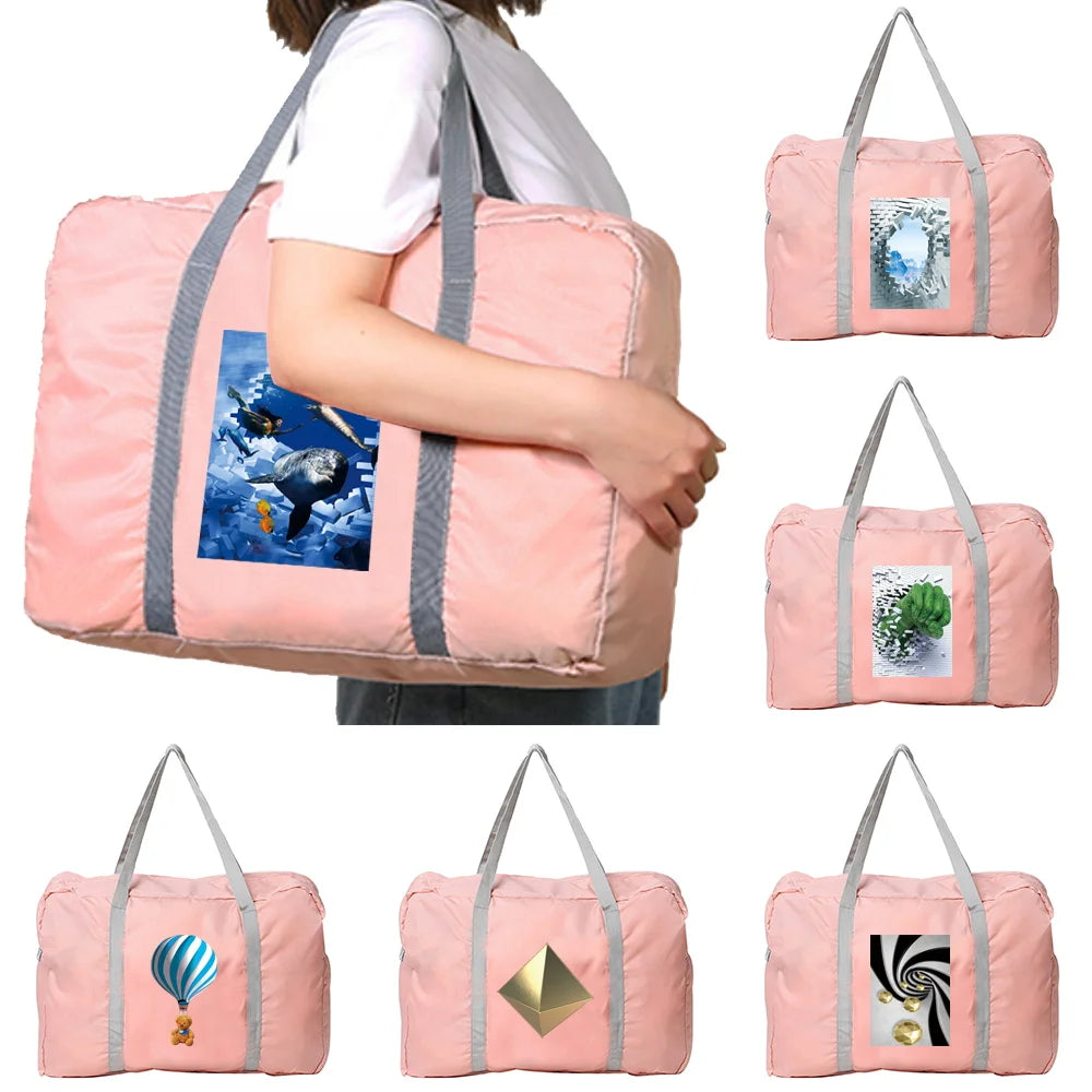 3D Series Pattern Print Travel Bags Unisex Foldable Luggage Bag