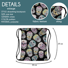 Canvas Draw String Bag Skull Octopus Pattern Harajuku Gothic Backpack