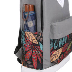 3Pcs/Set Female Backpack Leaf Print Laptop Backpack Travel Bagpack