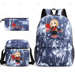 3Pcs Tokyo Revengers Backpack School Student Pencil Case Boys Girls Rucksac