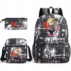 3Pcs Tokyo Revengers Backpack School Student Pencil Case Boys Girls Rucksac