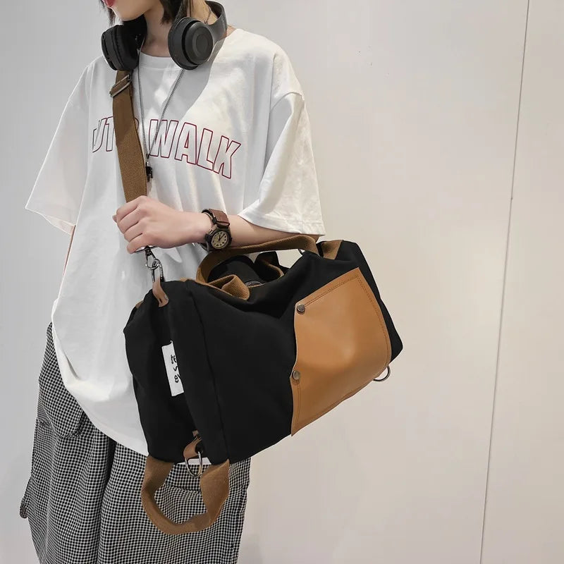 Canvas Casual Travel Handbag Backpack High-capacity Book Bag