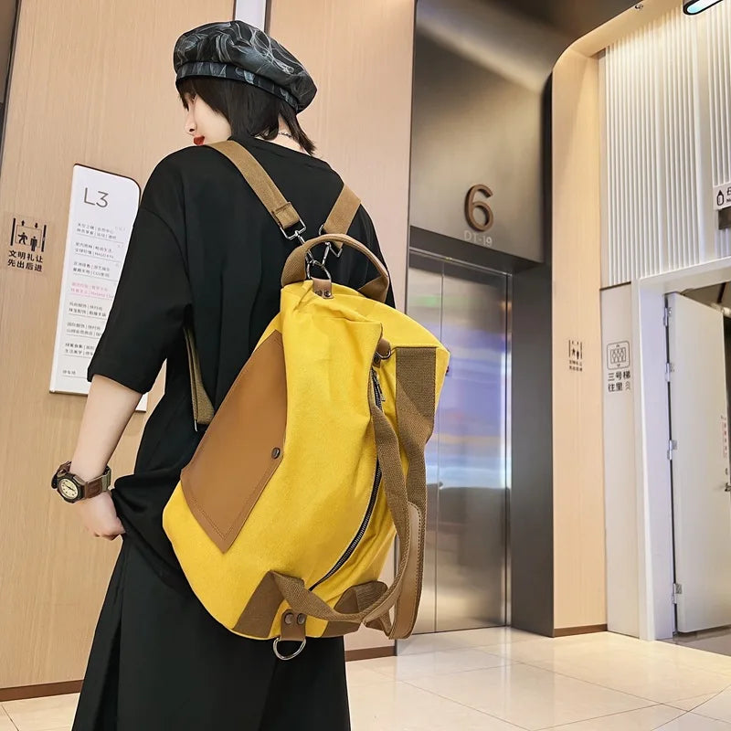 Canvas Casual Travel Handbag Backpack High-capacity Book Bag