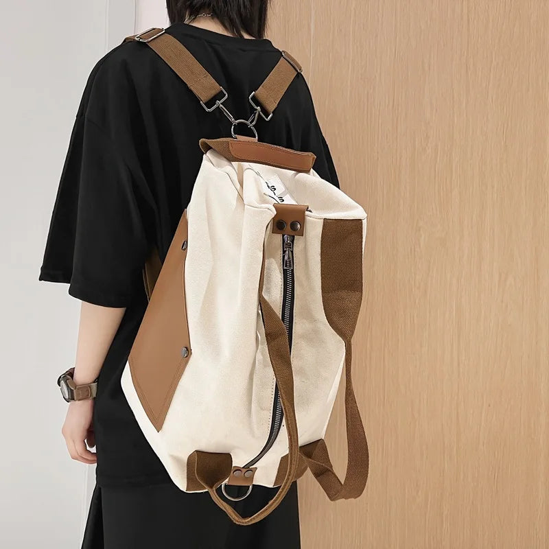 Canvas Casual Travel Handbag Backpack High-capacity Book Bag