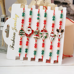 6 Festive Christmas Charm Bracelets - Red and Green Holiday Fashion