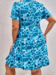 Boho Dress Women's Plus Floral Print Short Sleeve Slim Fit Dress