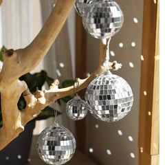 5pcs Retro Silvery Gray Mirror Disc Ball Christmas Decoration