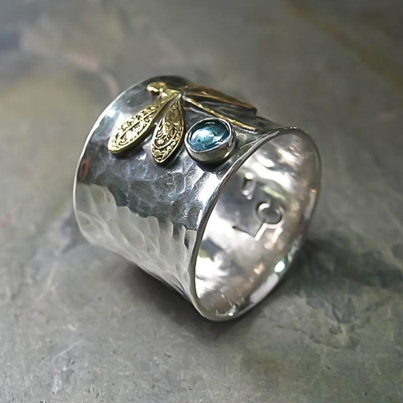 Men's Wide Brim Dragonfly Gem Ring