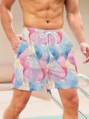 Men's Hawaiian Beach Board Shorts Striped Swim Trunks