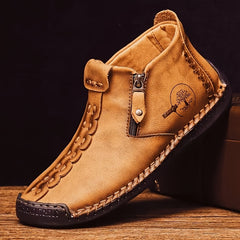 Men's Zipper Ankle Boots Vintage Rubber Sole Outdoor Shoes