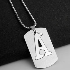 Men's Letter Pendant Necklace Stainless Steel Punk Chain A N