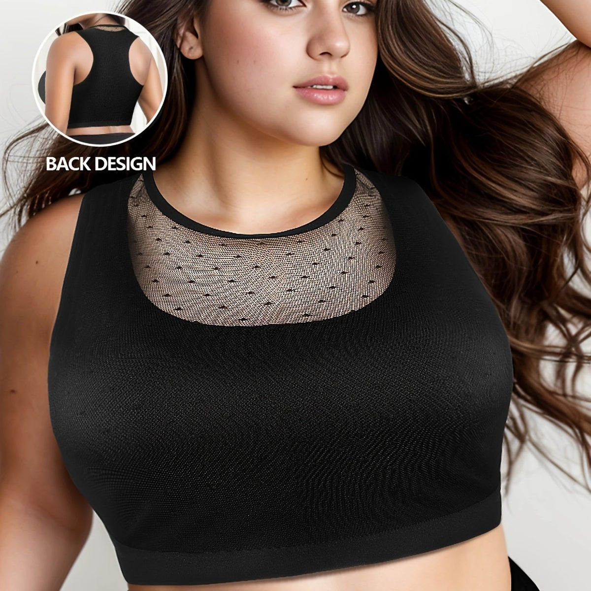 Women's Sports Bra Contrast Mesh Seamless Yoga Running Bra