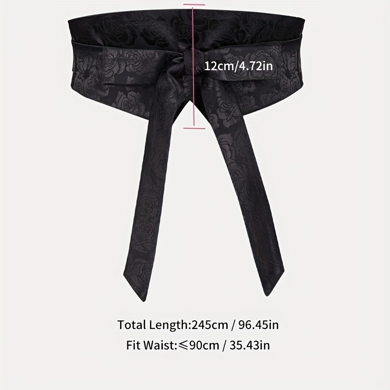 Rose Jacquard Wide Belt Chinese Style Hanfu Waistband