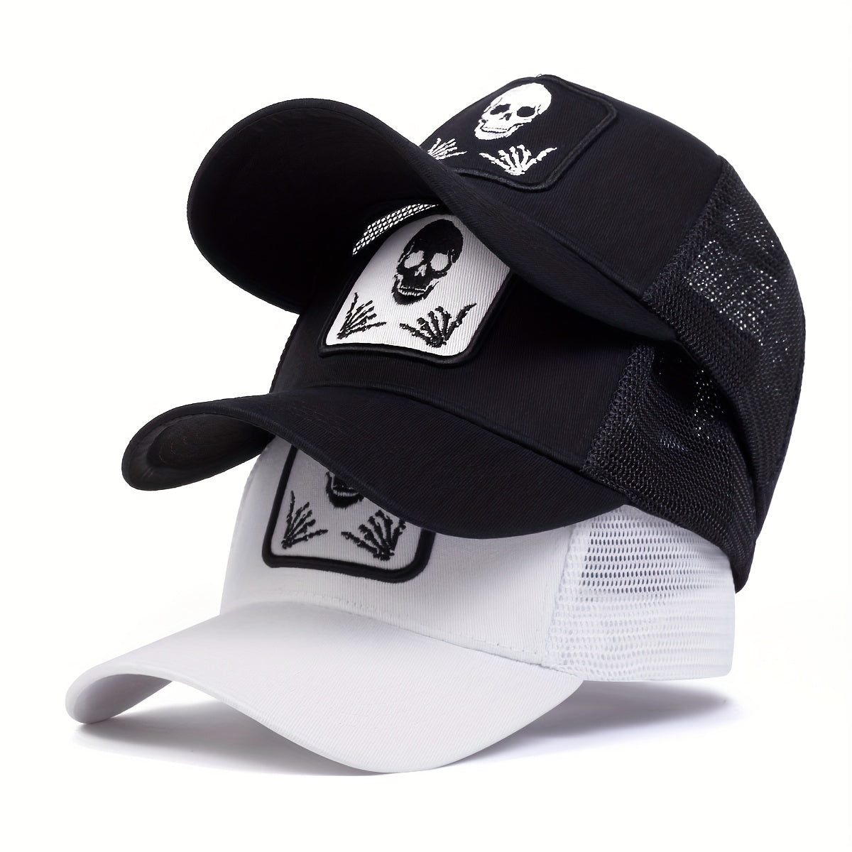 Unisex Sunshade Skull Head Embroidery Baseball Cap