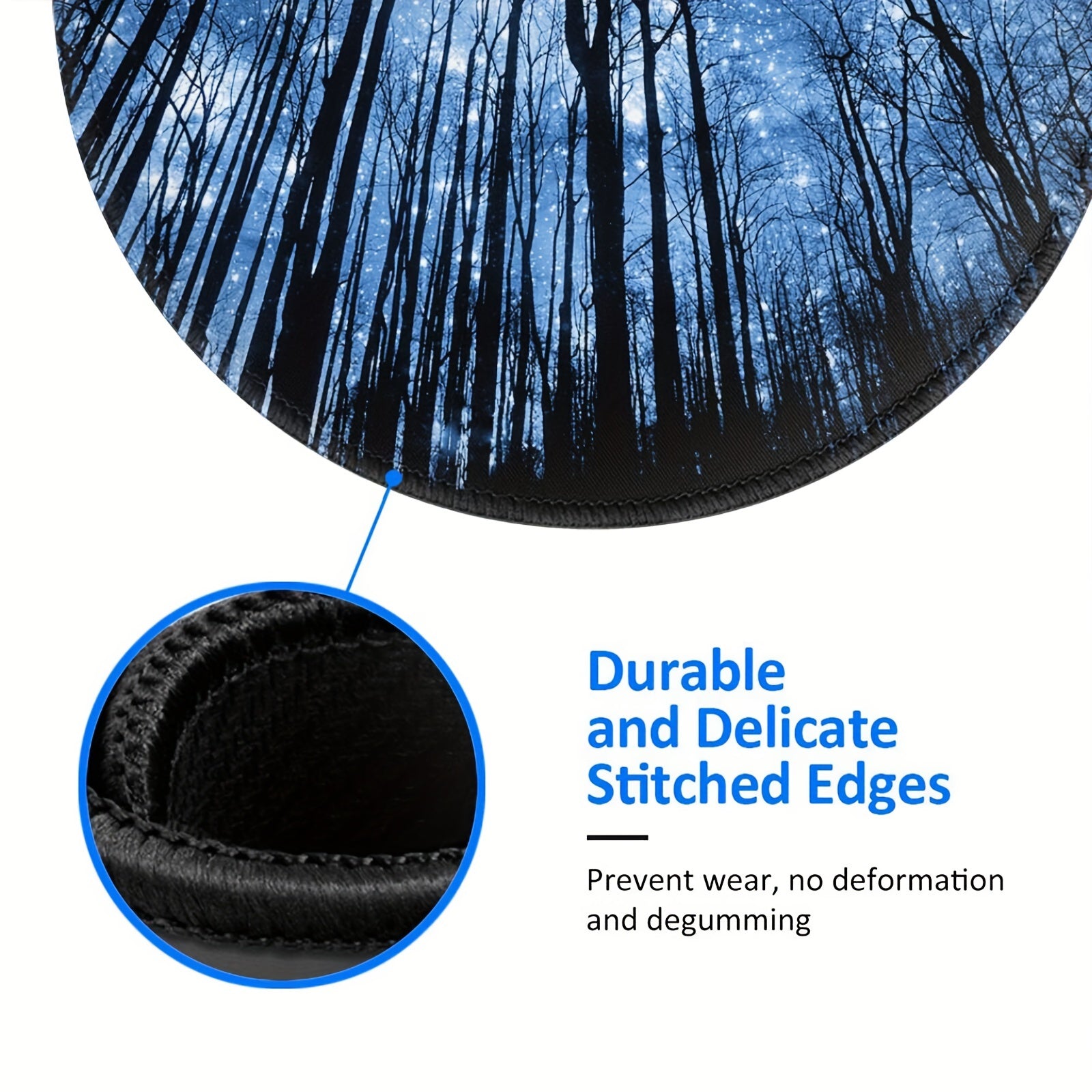Circular Stitched Edge Mouse Pad - Star Tree Design