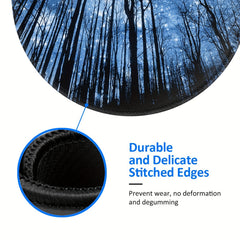 Circular Stitched Edge Mouse Pad - Star Tree Design