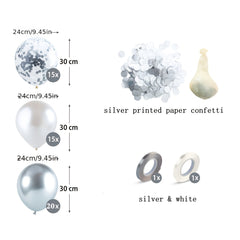 52pcs 12 Silver Confetti Balloons for Weddings Birthdays Baby Showers