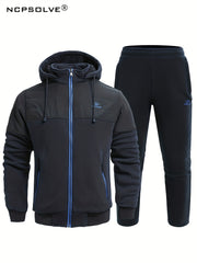Men's Active Hooded Jacket & Stretch Pants for Outdoors