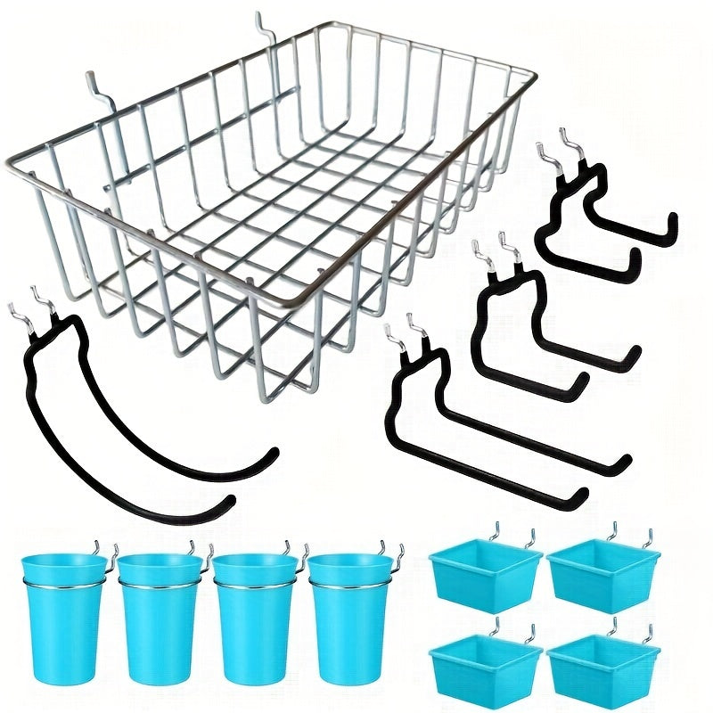 Nail Plate Storage Rack Set with Heavy Duty Basket, Hooks, and Organizer Cups