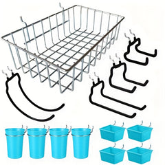 Nail Plate Storage Rack Set with Heavy Duty Basket, Hooks, and Organizer Cups