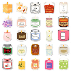 50pcs Scented Candles Fun Stickers Vinyl Decorative Bottles Hats Bicycles