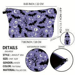 Halloween Print Travel Cosmetic Bag with Multiple Compartments