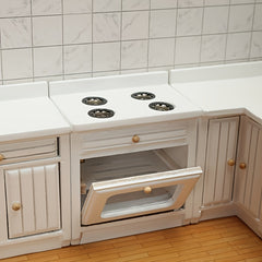 Mini 1:12 Scale Kitchen Set Wooden Cabinets Sink Countertop Cooking Station