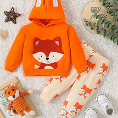 Baby Boys Fox Cartoon Hoodie & Pants Set