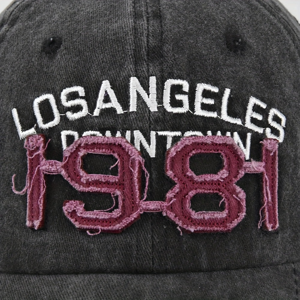 1981 Embroidery Ripped Baseball Cap Washed Distressed Cotton Dad Hats Unisex