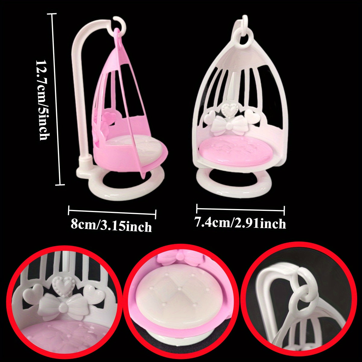 Mini Dollhouse Cradle with Bow Pattern Lightweight Unique Random Options