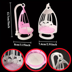 Mini Dollhouse Cradle with Bow Pattern Lightweight Unique Random Options
