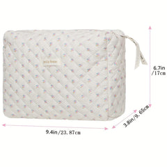 Quilted Floral Toiletry Bag Large Travel Organizer For Women