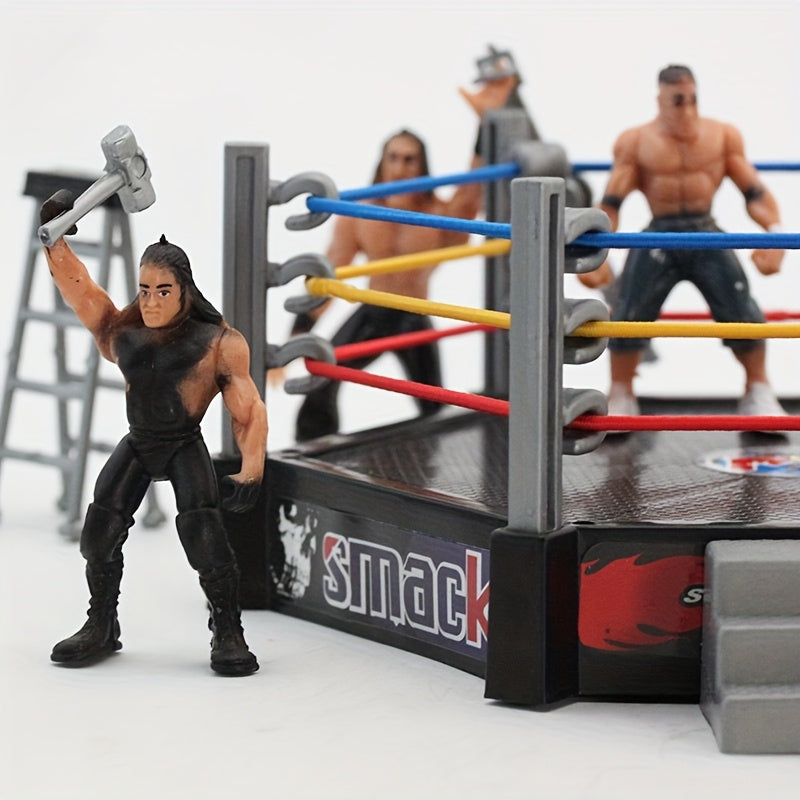 32 Mini Wrestling Action Figures with 12 Male Wrestlers and Beast Cage