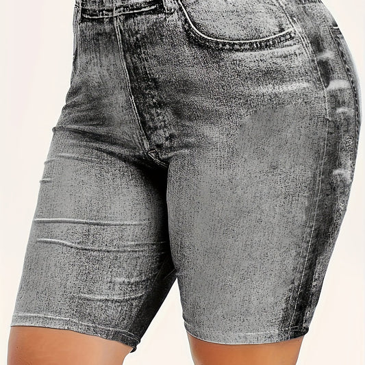 Gradient Denim Yoga Sports Shorts For Women