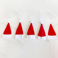 10pcs Mini Santa Hat Cup and Fork Cover Christmas Wine Bottle Covers
