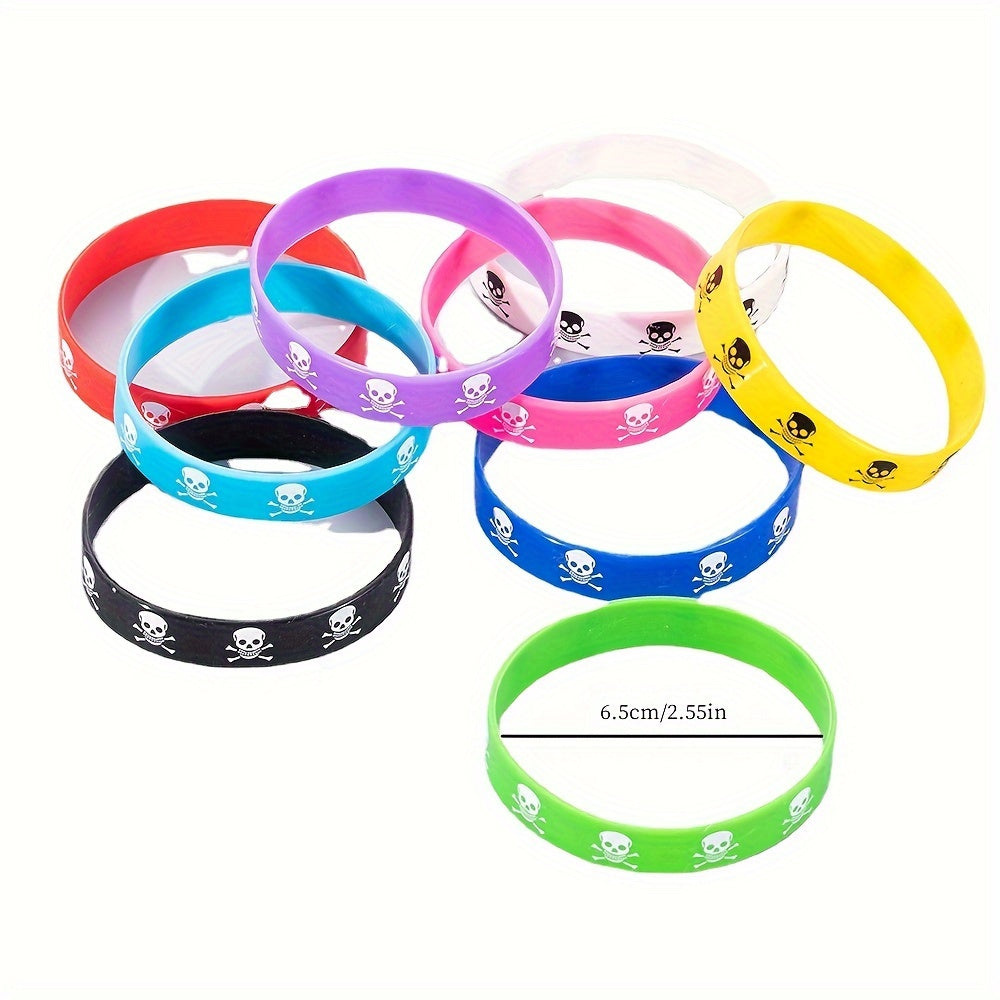 9pcs Skull Sports Bracelets Rubber Elastic Jewelry Party Gift Accessories
