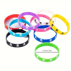 9pcs Skull Sports Bracelets Rubber Elastic Jewelry Party Gift Accessories
