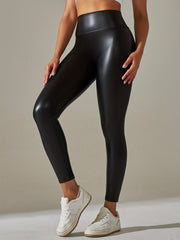Women's Plus Solid Faux Leather High Rise Medium Stretch Skinny Trousers